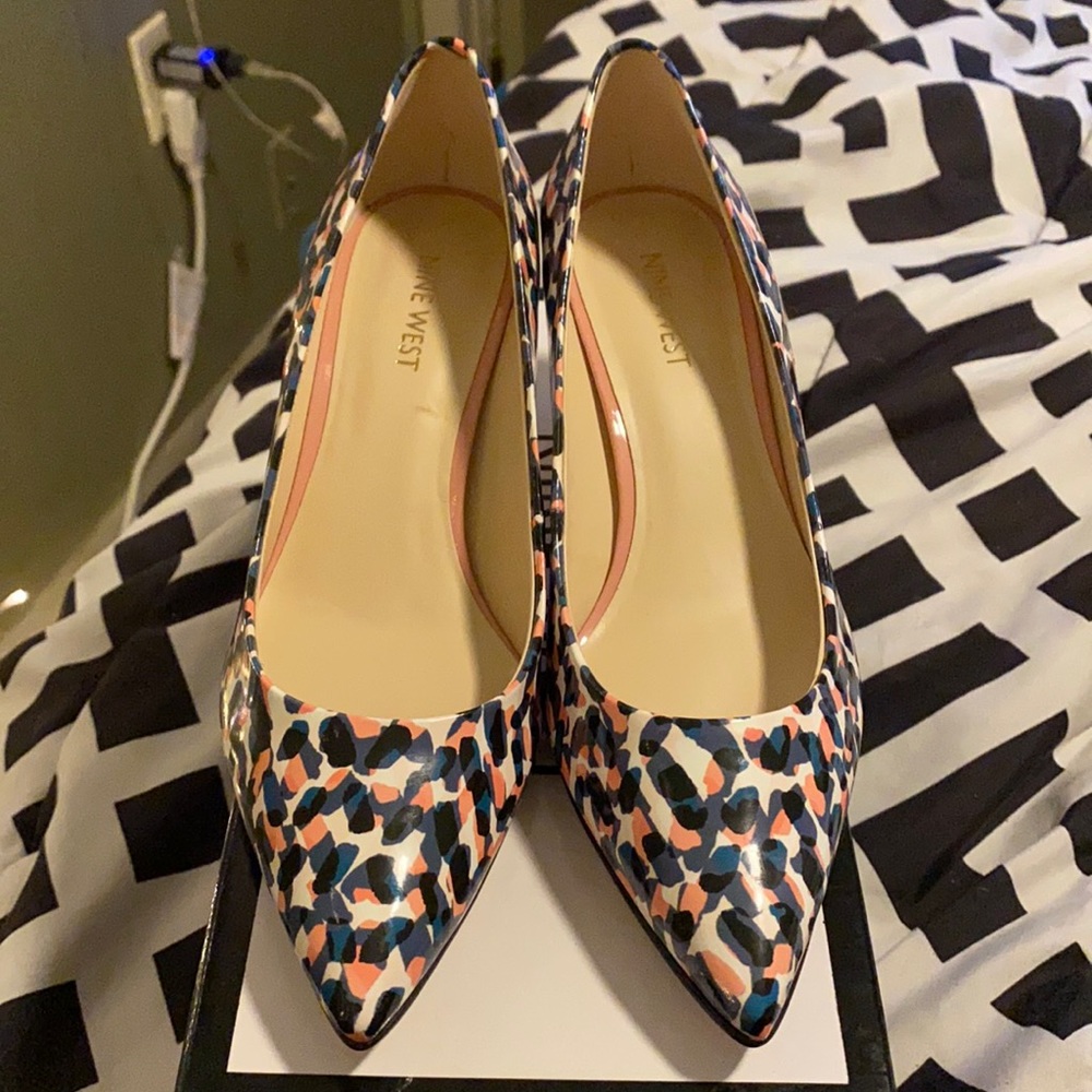 Multi color kitten heels